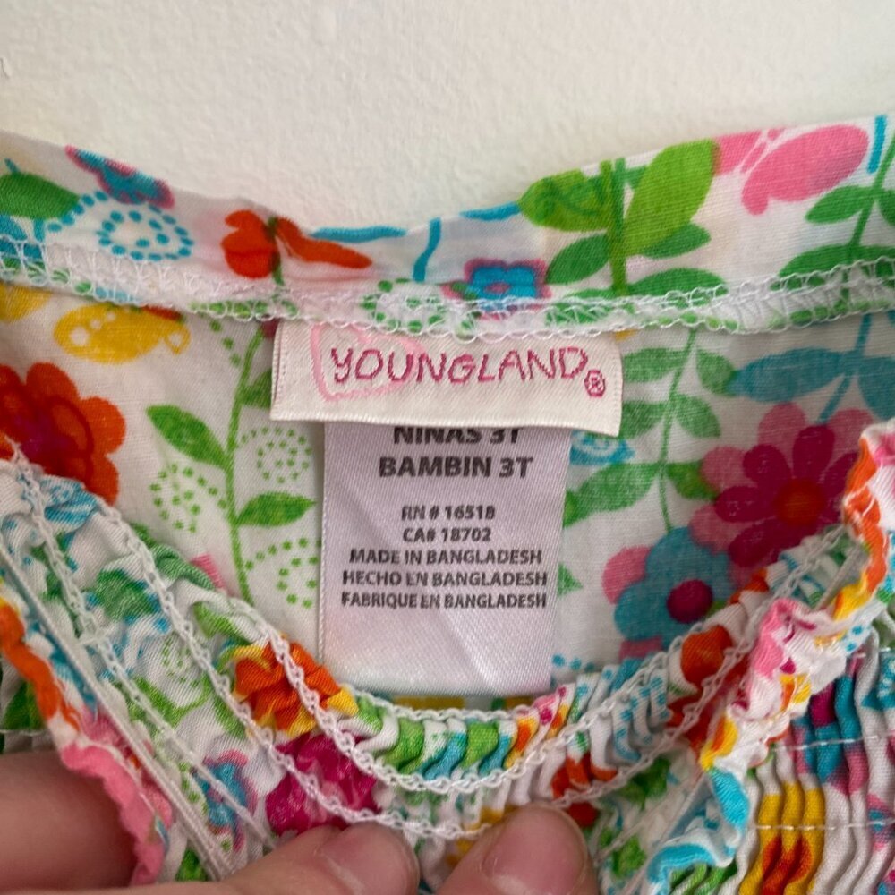 Youngland Floral Sundress - Size 3T - Shirred Bodice - Picture 3 of 4